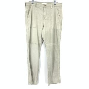 Level 99 Straight Leg Casual Linen Blend Pants Womens Size 30 Light Beige Gray